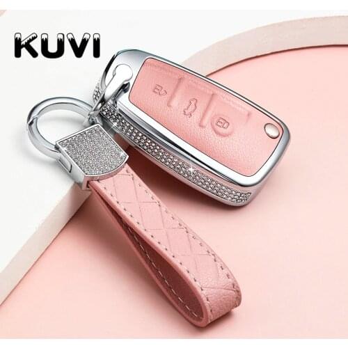 Car Key Cover Leather Key Case Fob Shell For AUDI A1 A4 A3 A6 TT Q3 Q7 S3 women Luxury Protection Holder Car-Styling