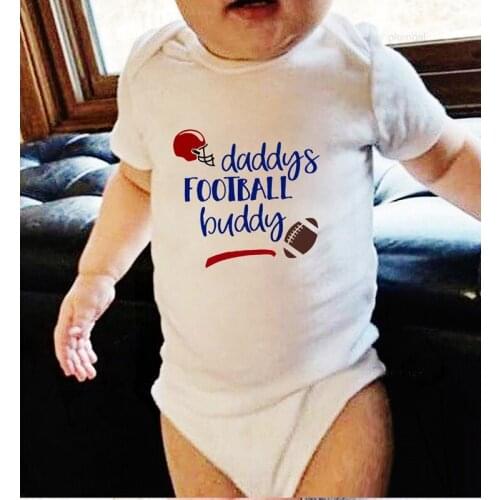 Baby Onesie Newborn Girl Winter Clothes Cotton Daddys Football Buddy Baby Boy Long Sleeve Clothes Short Toddler Girl Rompers