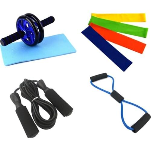 Resistance Bands Power Wheels Roller Machine Jump Rope Exercise Workout Home Gym Fitness Abdominal Muscle Trainer