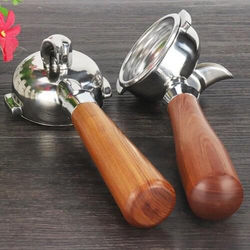 New Arrival 58MM Coffee Machine Filter Bottomless Portafilter Stainless Steel Wooden Handle Single Mouth Coffee Filter Machine