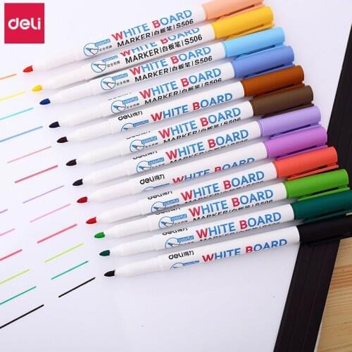 Deli 8/12 Colors Erasable Whiteboard Marker Pens Cute Candy Colors Non Toxic Dry Erase Fine Nib Marker School Office Stationery