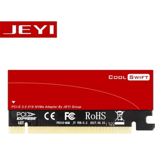 JEYI CoolSwift PCIE3.0 NVME Adapter x16 PCI-E Full Speed M.2 2280 aluminum sheet Thermal conductivity silicon wafer cooling