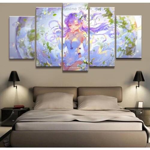 5 Panel Kimono Akagi Azur Lane Game Poster Canvas Printed Painting For Living Room Wall Art Decor Picture Artworks Poster