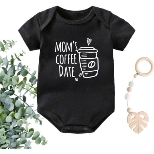 Funny Moms Coffee Date Printed Baby Bodysuits Summer Cotton Boys Girls Short Sleeve Rompers Infant Baby Onesies Toddler Outfits