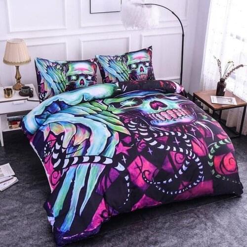 Fanaijia 3d Flower skull Bedding Set Queen Size Sugar Skull Duvet Cover Set with Pillowcase Twin Full King bedroom comforter set