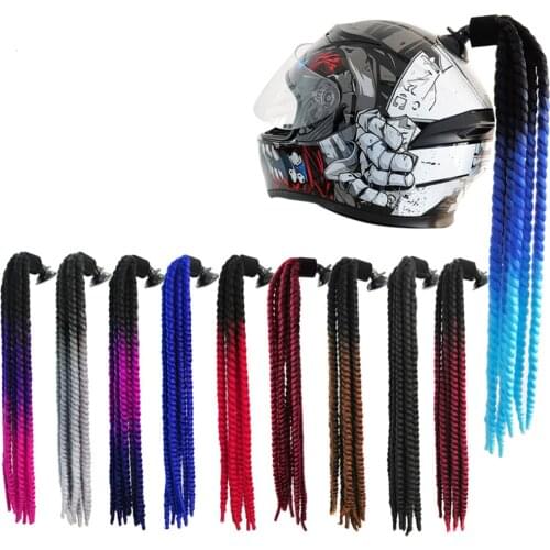 Helmet Hair Ponytail Curly Braids Pigtails Ponytails Accessory with Suction Cup for Motorcycle Bike Cycling Bicycle Bikers Skate