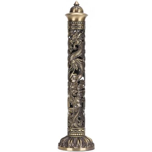 Antique Vertical Incense Stick Censer Buddha Incense Home Decoration Hollow Carving Spice Incense Burner for Office/Home Decor