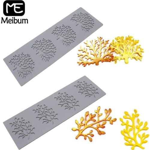 Meibum 2 Types Coral Fondant Cake Molds Lace Mat Silicone Mold Sugarcraft Paste Decorating Mould Clay Polymer Baking Tools