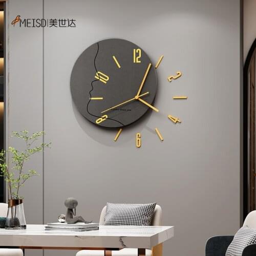 MEISD MDF Board Wooden Wall Clock Number Sticker Teenage Room Decoration DIY Watch for Home Interiors Horloge Grey Free Shipping