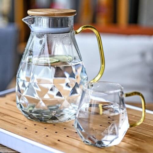 Diamond Texture Glass Teapot Set Hot Cold Water Jug Transparent Coffee Pot Home Heat-resistant Large Capacity Setheatable Kettle