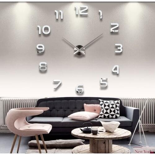 3D Wall Sticker Clock To Home Saati Reloj De Pared Decorative Clocks Living Room Acrylic Mirror Adhesive Wall Clock Sticker