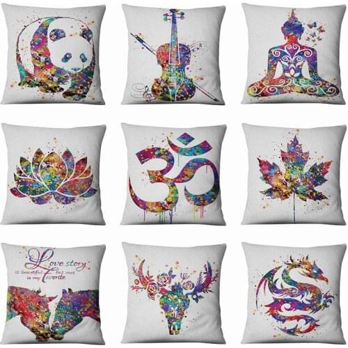Chinese style Painted animals Ocean waves Cupid Pillowcase Back cushion cover Office sofa Waist pillowcase