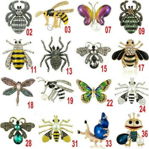 Newest Classic Red Rhinestone Bee Butterfly dragonfly spider Brooches Weddings Party Banquet Brooch Pin Womens Accessories Gift