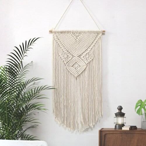 2021 New Wall Hanging Tapestries Hand Knitting Cotton Tassel Rope Background Bed Room Show Window Bohemian Style Handicraft