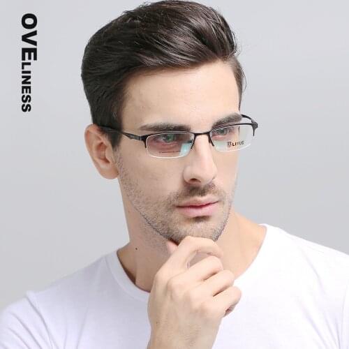 Pure titanium eyeglasses frames men optical glasses half rim eye glasses frames for men prescription spectacles eyewear