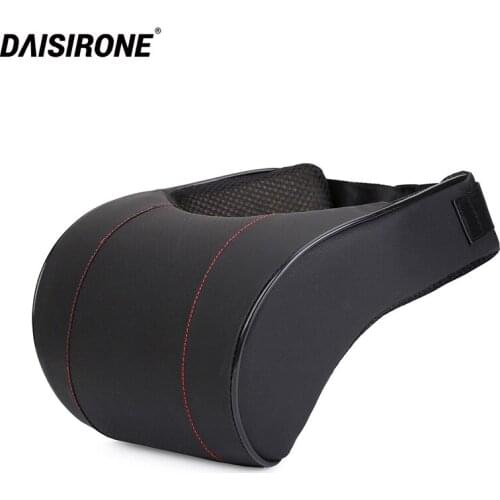 Car Neck Pillow Memory Foam Pillows Neck Rest Automobile Seat Headrest Cushion Pad PU Leather Black