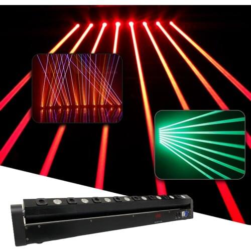 8 Heads Full Red Swinging Laser Rainband LED Full Color Beam Light DMX Disco Laser Moving Head Light RGB Party Show Beam Light