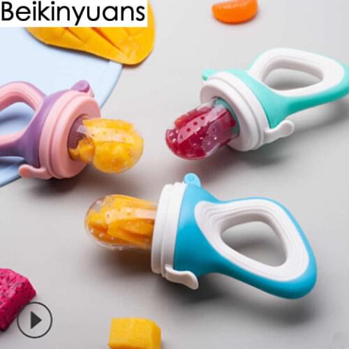 Portable Silicone Pacifier Infants Fresh Food Feeding Nibbler Learn Feeding Drinking Handle Teething Pacifier nipple snoother