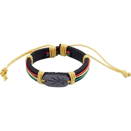 Rasta Jamaica Reggae Leather Bracelets Bangles For Women Man Cuero Pulseiras Bijoux
