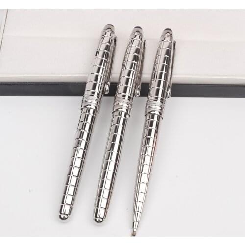 Luxury MB Lattice Ballpoint Pen Stainless Steel Roller Ball Pen Gel Black Ink Best Fountain Pens for Writing