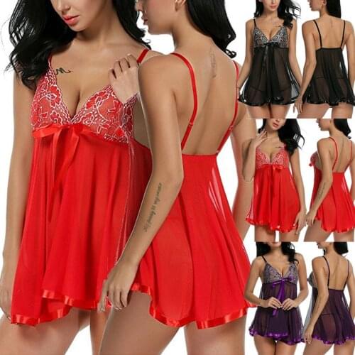 Sexy Ladies Women Lingerie Lace Sexy-Lingerie Satin Nightwear Underwear G-string Babydoll Sleepwear Nightgowns Size S-XL