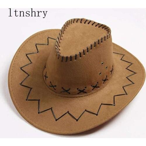 2019 Men Women Fashion Cowboy Hat Top hat Vintage Wide Brim Headwear Cap Western Cowboy Hat Fashion Jazz Cap sun hat Summer