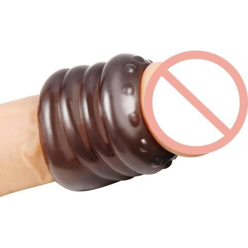 Silicone Adults Erotic Sex Toy For Men Vagina Condom Ribbed Multi Functional Dildo Girth Enhancer Anal Butt Plug Dick Sleeve