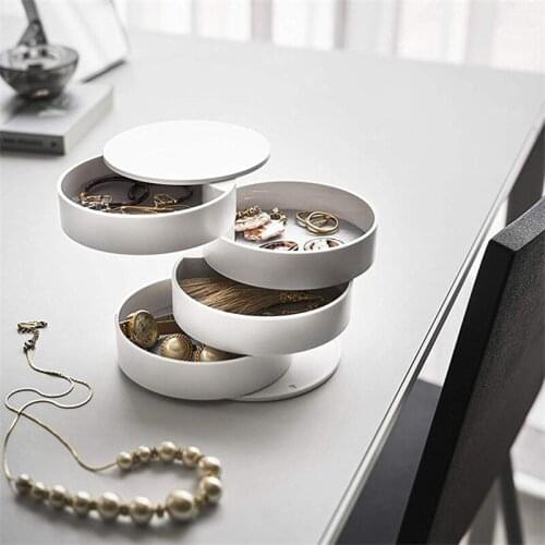Nordic Rotating Creative Jewelry Box Desktop Simple Multi-layer Jewelry Storage Bins Girls Bracelet Head Rope Finishing Boxs