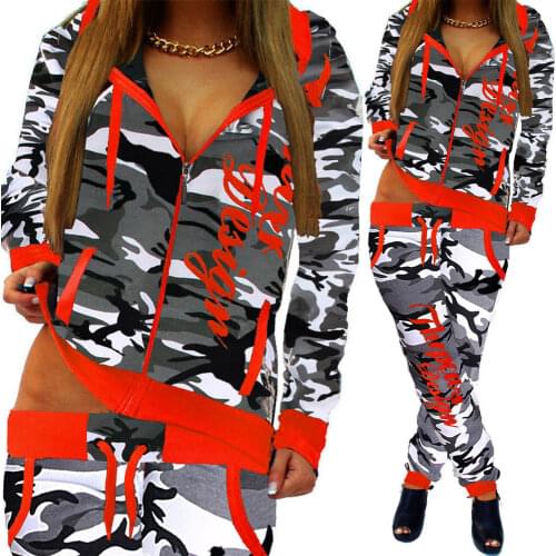 ZOGAA 2 Piece Set Women Casual Sports Set Tracksuits Pullover Top Shirts Jogging Suits Print Sportswear Hooded Sweatshirt Pants