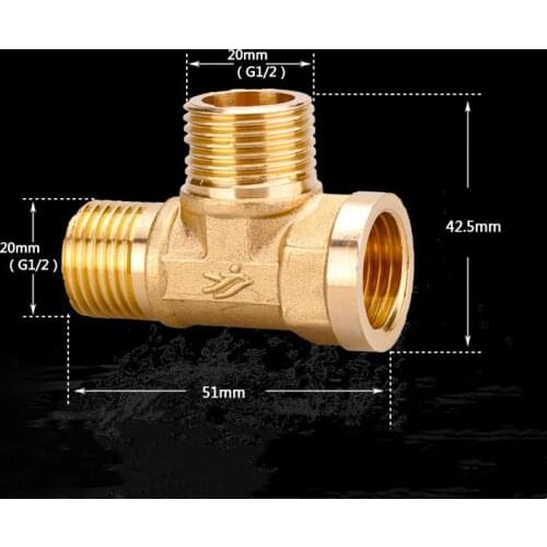1/2" BSP Female Male Thread Tee 3 Way Brass Pipe Fitting Splitter Connector Coupling Adapter