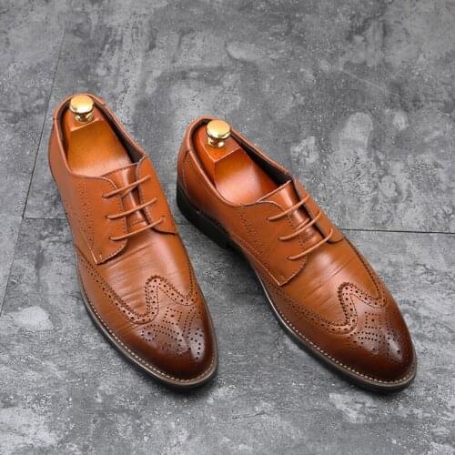 Official Business Dress Shoes Men Leather Oxfords Wedding Party Shoes Male British Breathable Pointed Shoes