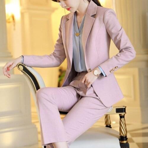 Spring jacket pants 2-piece workwear Korean style blazer pants set professional clothes women office attire suits for business