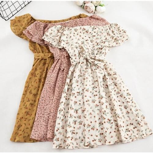 Women Dresses Summer Floral Dress 2020 Sexy off shoulder short sleeves Boho Beach Dress Ruffle A Line Polka Dot Mini Party Dress