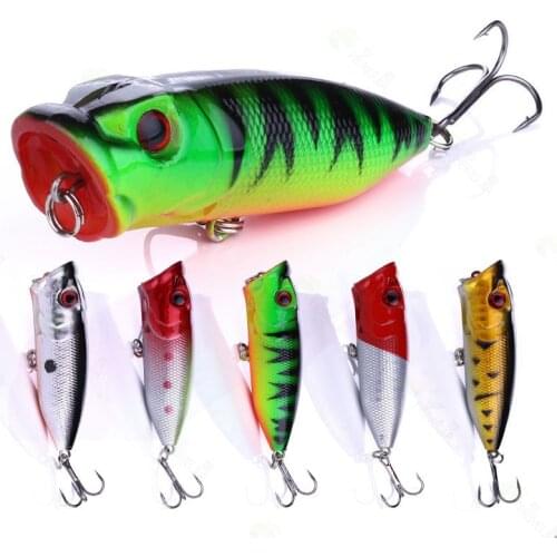 1PC 6.5CM 11G Fishing Lure Hard Bait Artificial Topwater Bass Trout Pike Wobbler Tackle Top Water Lure with 2 Treble Hooks