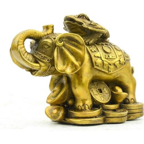 1PC Brass Animal Statues Chinese Brass Nozzles Elephant Ingots Sculptures Garden Lucky Mascot Ornaments