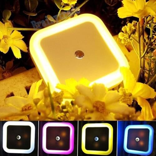1PC Mini LED Night Light Sensor Control In Wall Square Nightlight Lamp EU US UK Plug Led Lights Stairway Hallway Bedroom Light