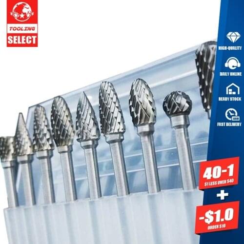 10pcs Tungsten Carbide Drill Bits For Metal Burr Tungstenio Burs Cnc Milling Cutter Dremel Mini Cone Drill Set Ferramentas