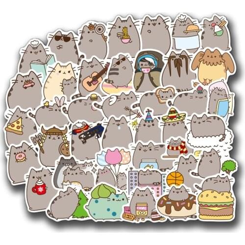 100Pcs/lot Cartoon Cat Stickers For Snowboard Laptop Luggage Car Fridge Car- Styling Vinyl Decal Home Decor Stickers
