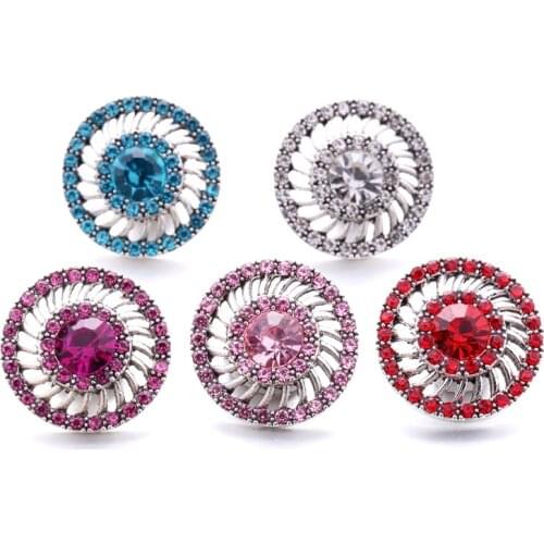 18mm Snap Buttons Jewelry Hollow Rhinestone Mixed Metal Flower Snap Button Bracelet Necklace Ginger Charms Jewelry