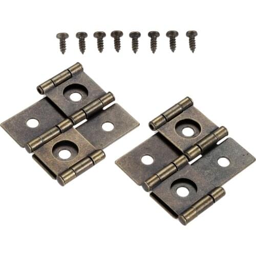 2Pcs 47*48mm Zinc Alloy Double Bearing Screen Baffle Hinges Furniture Decorative Hinges Cabinet Door Butt Hinges for Wooden Box