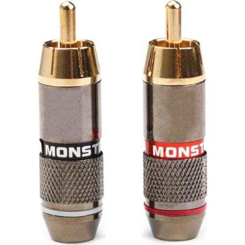 4PCS Monsters Gold Plated Copper Banana Plug Double Self-Locking Audio Connectors For Speaker Wire Adapter Connector