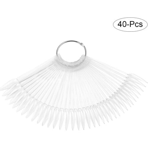 40 Pcs Stiletto Nail Art Ring Tips Pop Stick Nail Display Fan Fashion Ring Clear DIY Nuancier Ongle