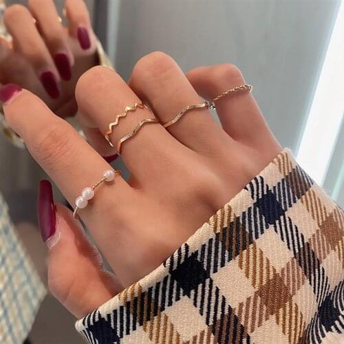 6pcs/8pcs Fashion Knuckle Rings For Women Geometric Female Finger Rings Set Jewelry 2021 Ring Sets Party Jewelry