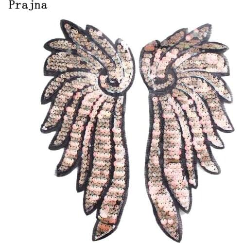 Pulaqi Diy Letter Wing Accessories Big Sequin Patch Sew On Patches On Clothes Stripe Love Patch Embroidery Patches For Clothing