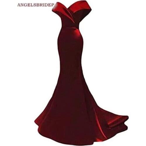ANGELSBRIDEP Mermaid Evening Dresses Vestidos de festa Sexy Off-Shoulder Court Train Special Occasion Prom Party Gowns HOT