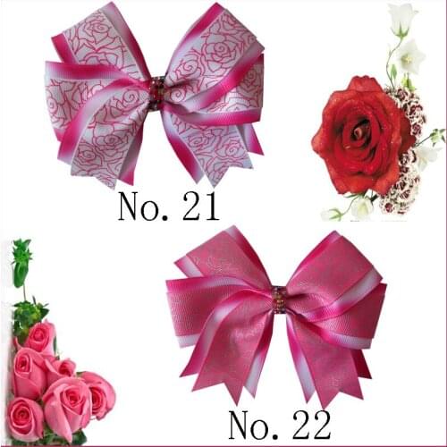 100 BLESSING 4.5" Rose Cheer Hair Accessories Bow Clip National Flower Clover