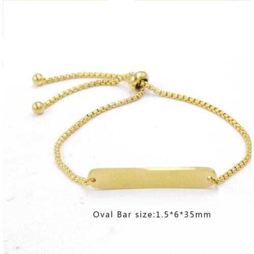 100% Stainless Steel Blank Bar Bracelet For Engraving Metal Name Adjustable Bracelet Mirror Polish Wholesale 5pcs