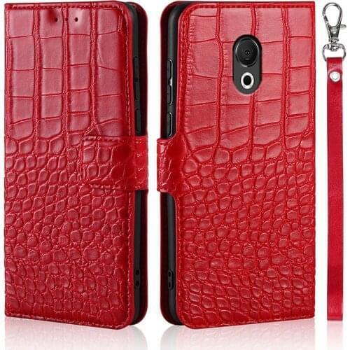 Flip Phone Case for Meizu 15 Lite (M15) Cover Original Crocodile Texture Leather Book Design Luxury Coque Wllet Capa With Strap