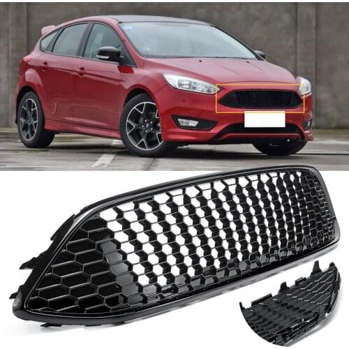 Black Honeycomb Mesh Front Bumper Center Grille Panel Front Lower Mesh Grill Grille for FOCUS MK3 ST LINE 2015 - 2017 Plastic