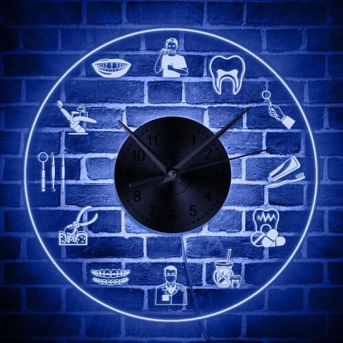 All About Teeth Decorative LED Wall Clock Dental Clinic Professional Wall Watch With Night Light Modern Decor For Dentists Gifts
